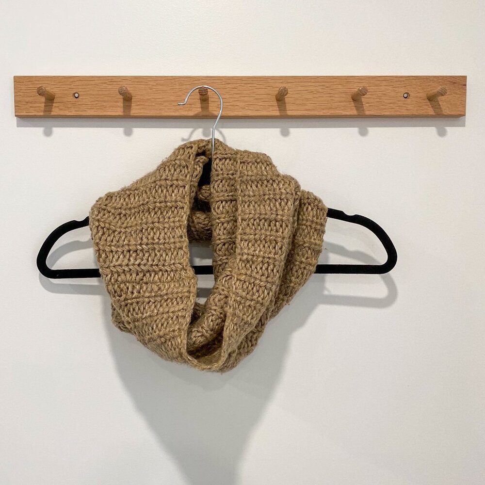 Tan Knit Infinity Scarf